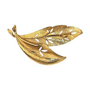 BSK Leaf Brooch Brushed Gold Tone Leaves Open Work Classic Signed Vintage